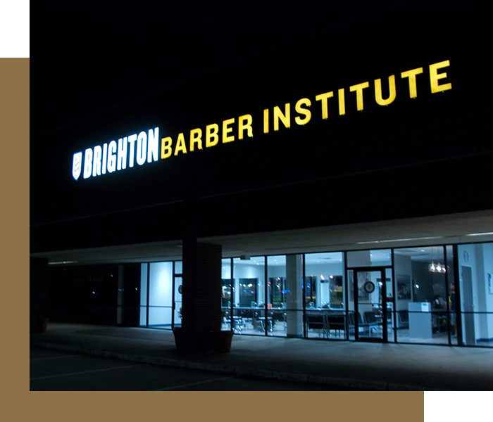 A building with the words " brighton barber institute ".